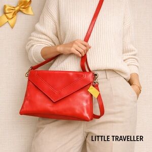 Little Traveller Red Leather Crossbody NWT 12x8 bf